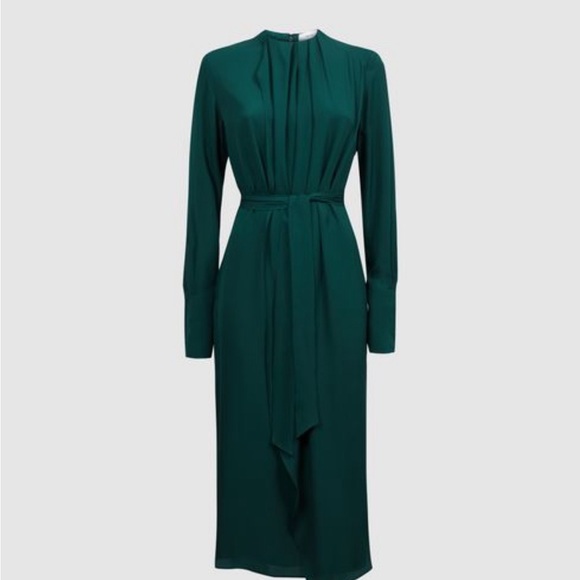 Reiss Phoenix Pleated Long Sleeve Midi Dress NWT (new w tags) - Picture 4 of 6
